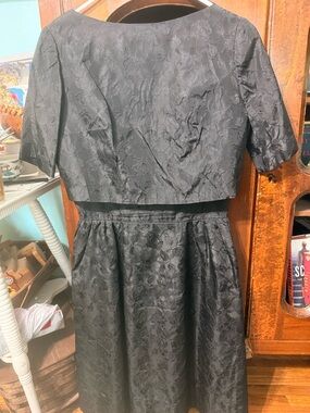 Vtg 1950’s Black Sleeveless Dress Metal Zipper Hand sewn Rockabilly Cocktail